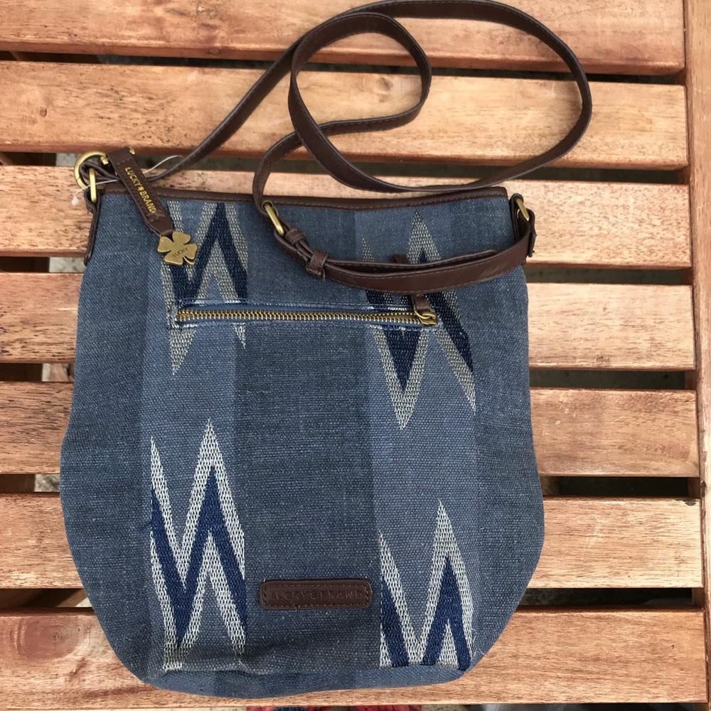 Lucky Brand Blue and Navy Denim Crossbody Bag